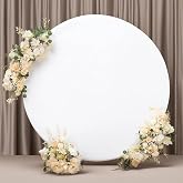 White Round Backdrop Cover, Fitted 6.5ft Circle Arch Background Stand Cover | Ideal for wedding, bridal shower, birthday &amp; baby shower photography backdrop decor
