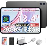 TECLAST 13.4" Android Tablet with Keyboard, 4G LTE, Large Screen Tablet | Android 16 system, 120Hz FHD display, 20GB RAM+128GB storage, expandable to 1TB. Includes case for work, study &amp; gaming.