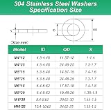 VARHHUXHA M5 Washers 304 Stainless Steel 50 Pcs Flat Repair Washers view 2