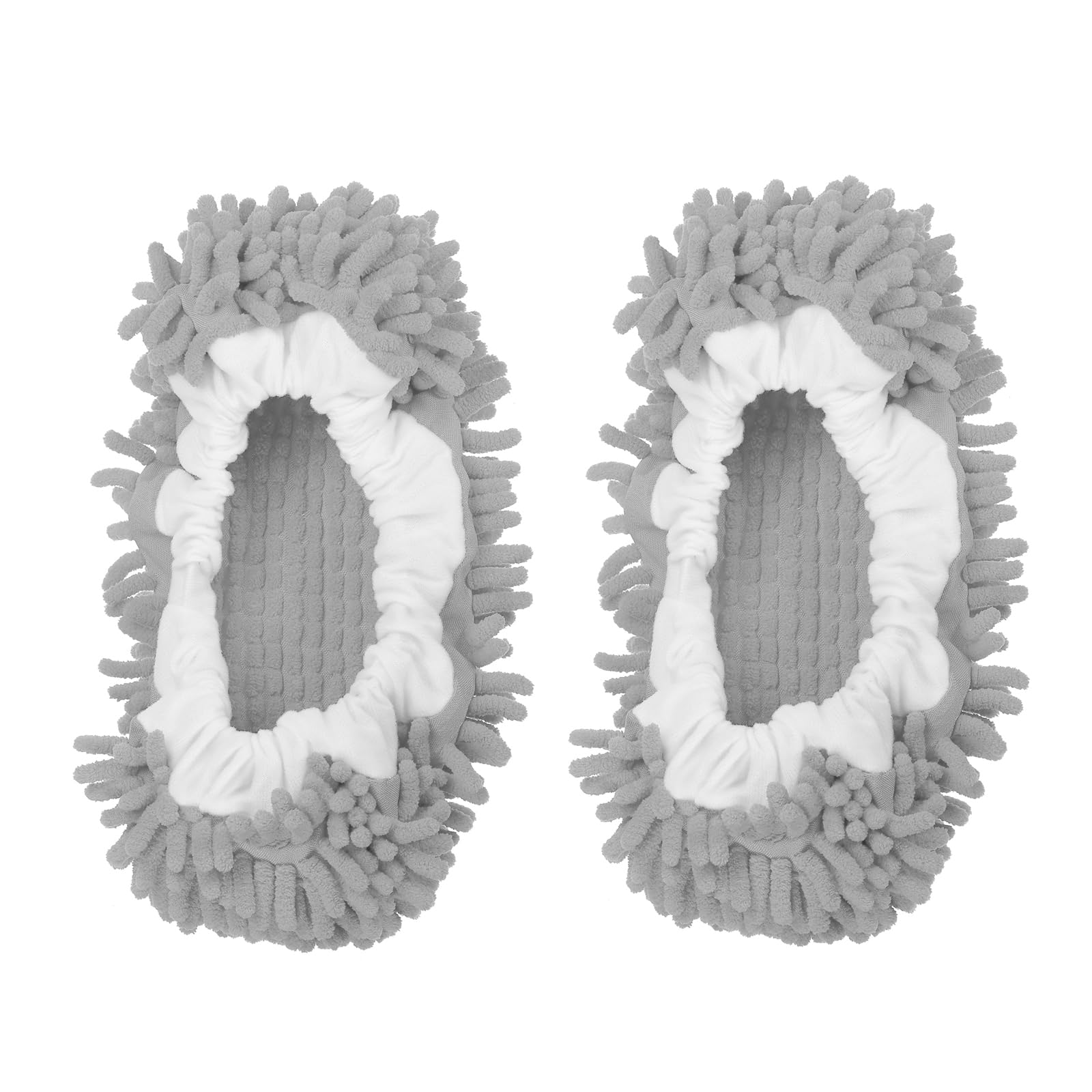 Photo 1 of MECCANIXITY Mop Slippers Washable Microfiber Floor Cleaning Shoes Cover Chenille Duster Foot Socks Tools for House Clean, Grey 2 Pack