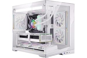 ESGAMING M-ATX Mini Tower PC Case 360MM RAD Support, 8° Slanted Base, 270° Full View Tempered Glass Gaming PC Case - Zero Whi