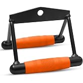 SQUATZ Double D Row Handle - Non Slip Handle Cable Attachment for Weight Workout with 360 Degree Rotational Knuckle, Great for Seated Row Exercises, Fit Nicely for All Cable Machine Systems