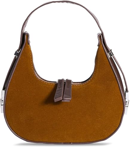 Amazon.com: Didida Mocha Mousse Leather Shoulder Purse Small