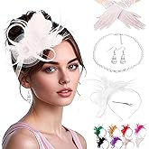 KYTRSTX Fascinators Hat for Women Tea Party Headband Derby Wedding Flower Cocktail Mesh Feathers Hair Clip