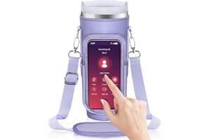 OriJoy Water Bottle Carrier Bag with Touch Screen Phone Pocket for Stanley 40oz Tumbler with Handle Water Bottle Holder Pouch with Adjustable Strap for Phone Card Keys Hiking Stanley Cup Accessories