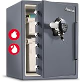 SentrySafe Fireproof and Waterproof Gray Steel Home Safe with Digital Keypad Lock, Floor Safe with Interior Lighting Secures Money, Documents, 2.05 Cubic Feet, SFW205GQC