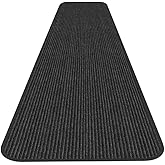 House, Home and More Indoor Outdoor Double-Ribbed Carpet Runner with Skid-Resistant Rubber Backing - Smokey Black - 3 Feet x 10 Feet