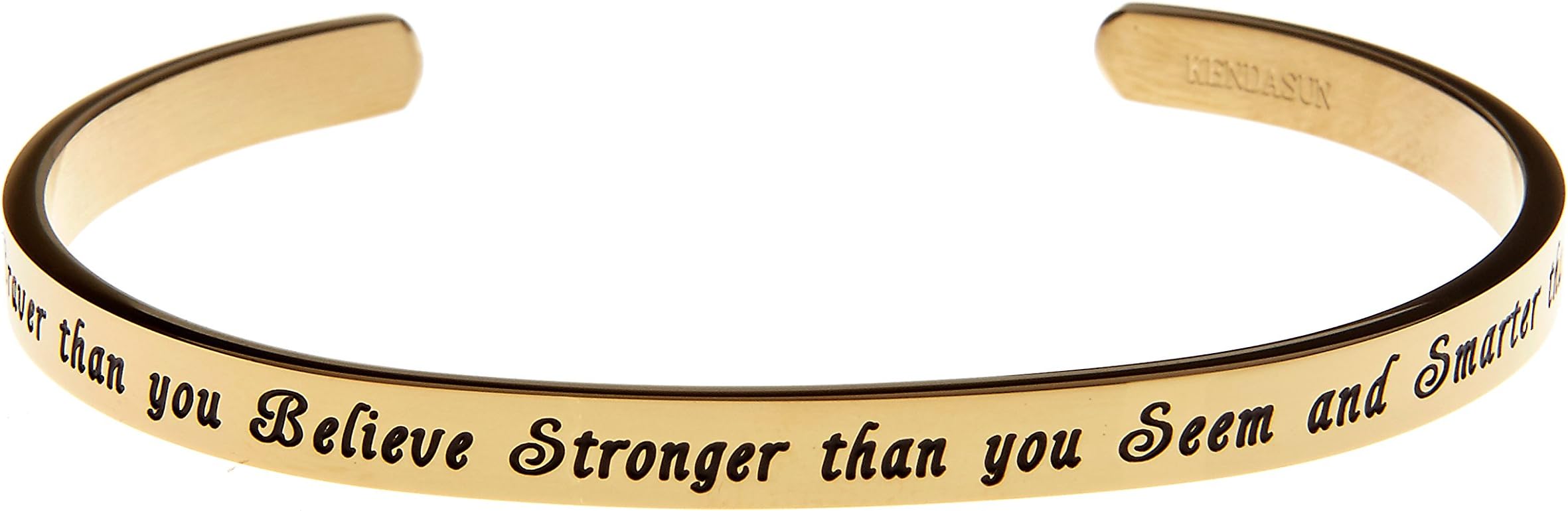 Kendasun Jewelry You are Braver Than You Believe Stronger Than You Seem and Smarter Than You Think Cuff Bangle Bracelet