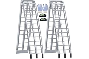 KROAK 7.5FT Aluminum Loading Ramps, 1800 lbs Max Capacity, Folding Ramps for Pickup Truck & Trailer with Load Straps, for ATV, UTV, Lawn Mower, Tractor, 90" L x 12" W (2-Pack)