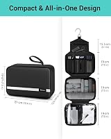Maliton Hanging Toiletry Bag Waterproof Large Foldable Travel Wash Bag Black view 3