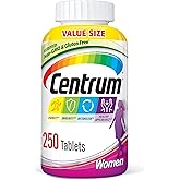 Centrum Multivitamin for Women, Multivitamin/Multimineral Supplement with Iron, Vitamin D3, B Vitamins and Antioxidant Vitamins C and E, Tablet, Gluten Free, Non-GMO Ingredients - 250 Count