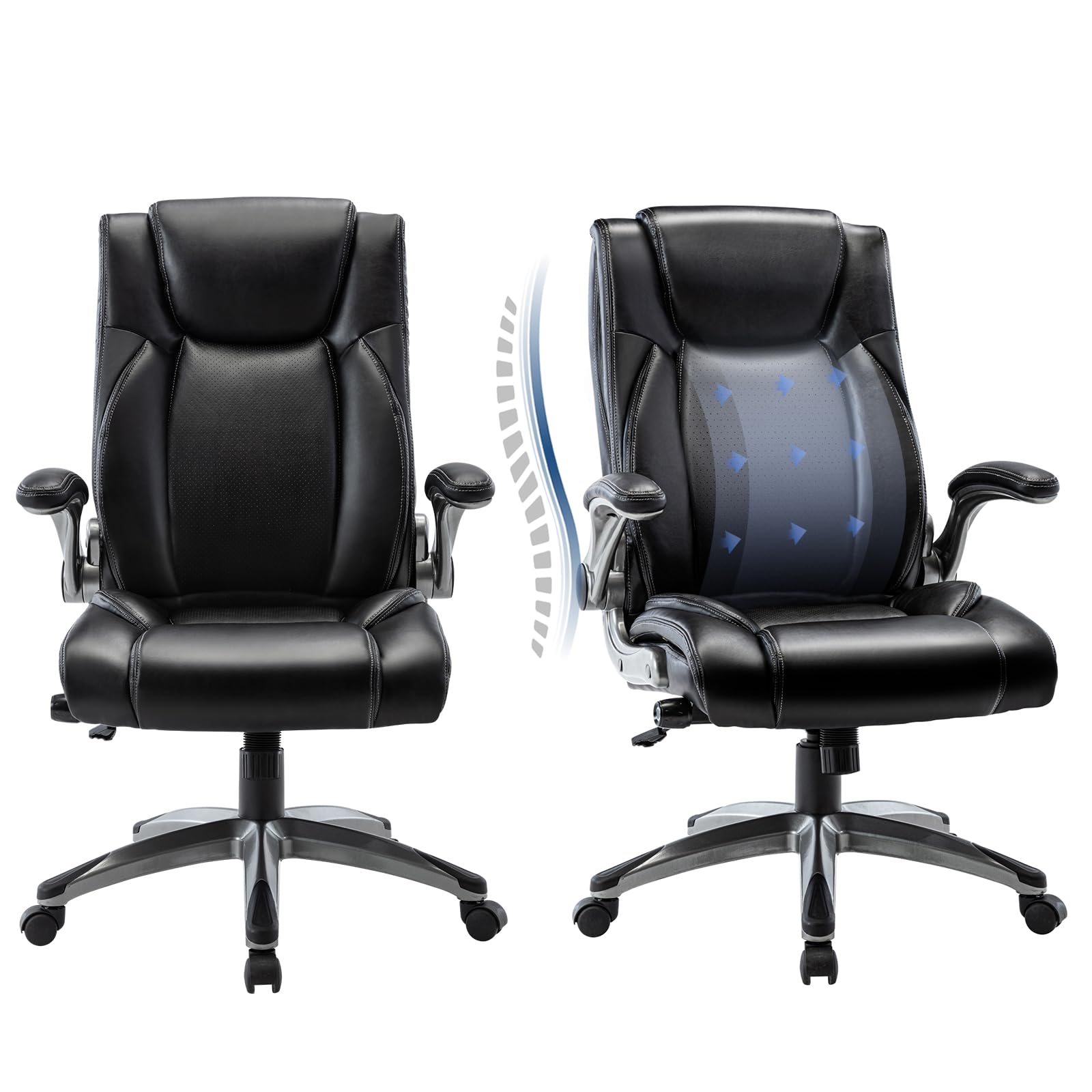 Photo 1 of **************************Missing parts/Parts Only******************
COLAMY Executive Office Ergonomic Chair with Thick Bonded Leather, Flip-up Armrests, High Back Adjustable Height and Tilt for Working, Study, Gaming,Set of 2