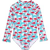 Alakuoti Long Sleeve One Piece Ruffle Swimsuit for Toddler Girls Baby Girl Rashguard Shirt with UPF 50+ Sun Protection