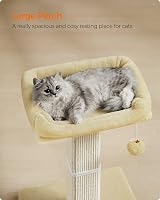 Feandrea Cat Scratching Post Tree with 40x30cm Plush Perch, 71cm Tall Beige view 4