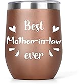 Valentines Gifts for Mother in Law Gift Insulated Wine Tumbler with Lid 12oz Mothers in Law Birthday Gifts Mother in Law Gift from Kids for Birthday Mother's Day Xmas Valentines Mothers Day Rose Gold