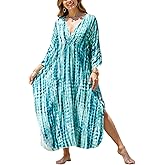 Kaftan Maxi Dress for Women V-Neck Plus Size Boho Beach Cover Up for Resort and Loungewear