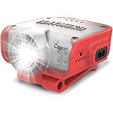 Claymore Capon 80C (Red) - LED Rechargeable Clip-On Cap Headlamp, Lightweight Hat Light for Camping, Running, Emergency & Industrial Use, Waterproof, Hands-Free Sensor, 45 Hours Battery Life.