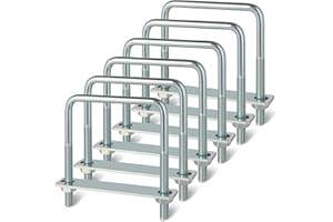 ZORUNNA Square U Bolts 4 inch Wide, 3/8" D x 4" W x 5" L Galvanized U-Bolts for Boat Trailer Tube, Rectangular Wood and Metal Objects (6 PCS)