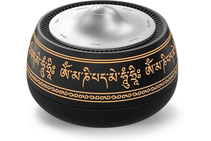 Portable Electronic Tibetan Singing Bowl, 8 Chakra Modes with 8 Chakra Cycle Play Mode, Auto/Manual Mode, Vibration & Built-i