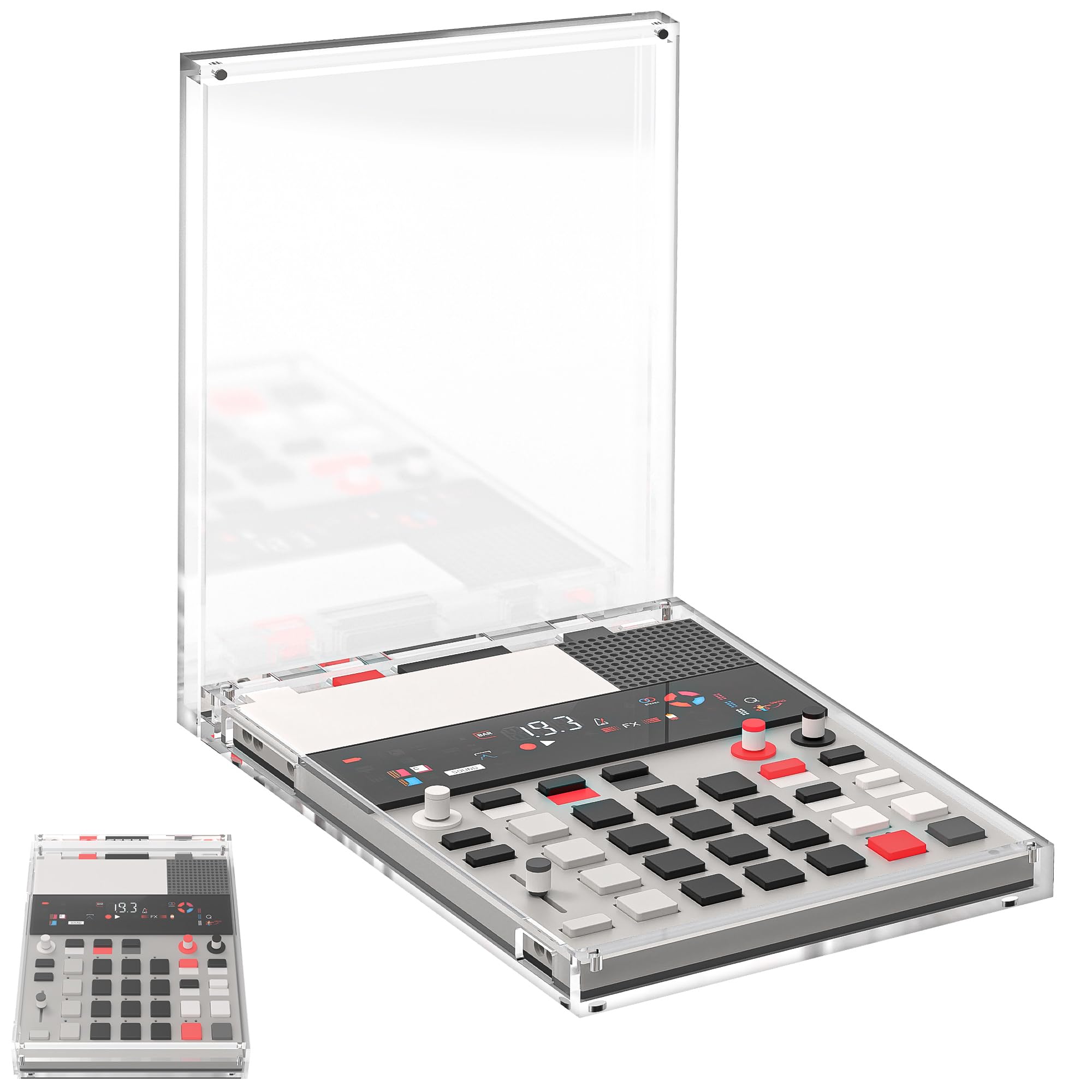 Photo 1 of Geekria Audio Samplers Clear Acrylic Case Protector, Magnetic Closing Dust Cover, Compatible with Teenage Engineering EP-133 K.O. II, EP-1320 Medieval Sampler (Clear)