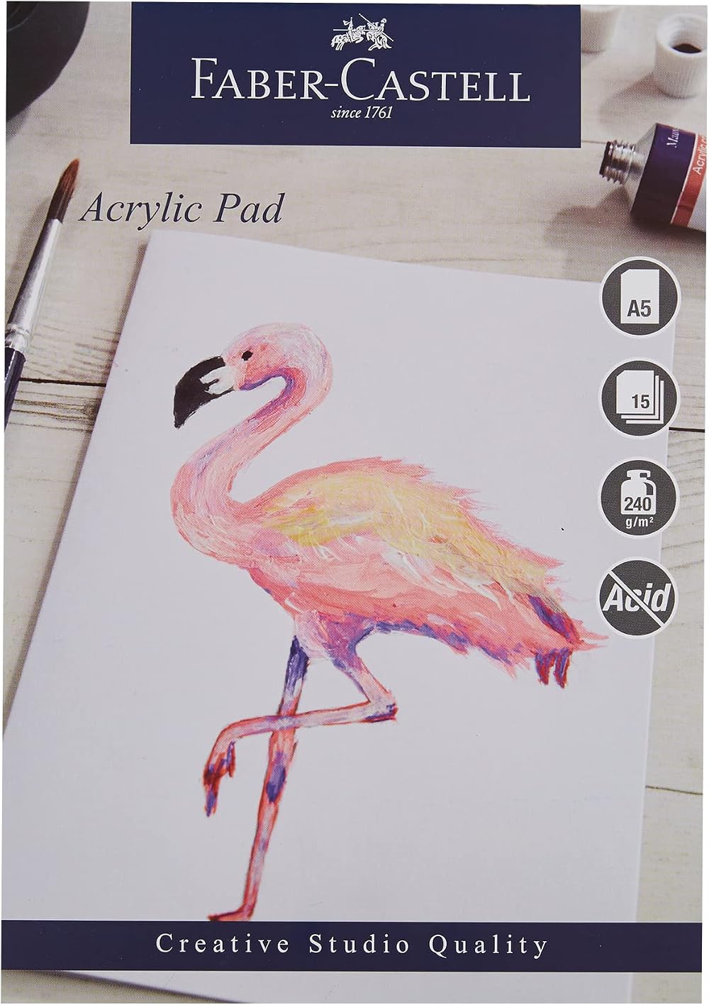 Faber-Castell Creative Studio Acrylic Paint Pad A5 240 GSM 15 Sheets