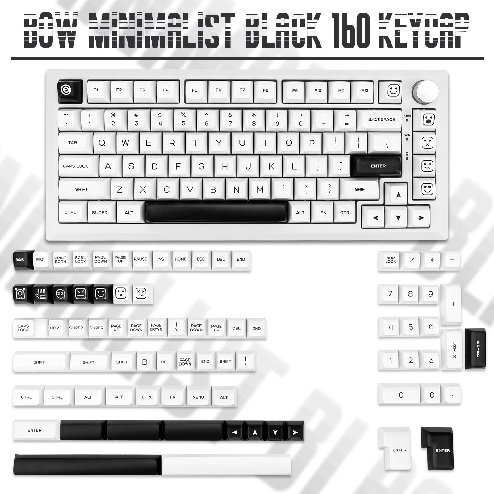 Mua GEKUCAP Bow Keycaps 160 Keys, Double Shot PBT Custom Keycap Set, Minimalist Style White SA ...