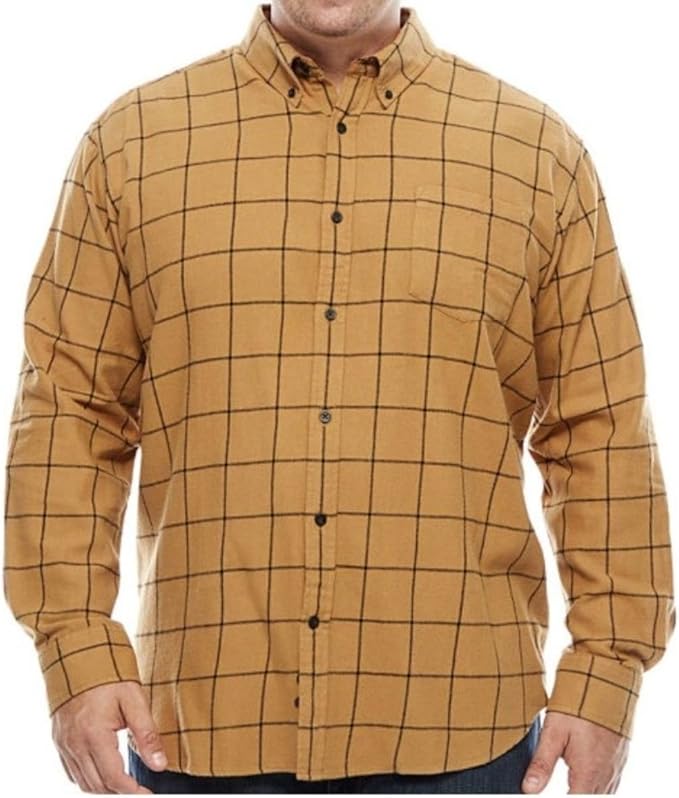 The Foundry Mens Classic Fit Big Tall Flannel Shirt Toffee
