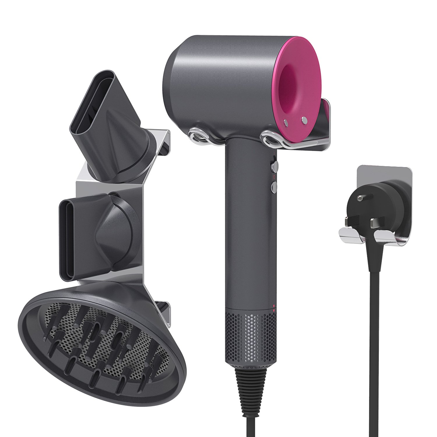 Mrount Upgrade Dyson Supersonic Hair Dryer Wall Mount Holder Stainless Steel Power Plug Holder Bathroom Organizer For Dyson Supersonic Hair Dryer