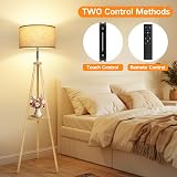 OUTON Solid Wooden Tripod Floor Lamp with Remote, Dimmable & 4 Color Temp view 3