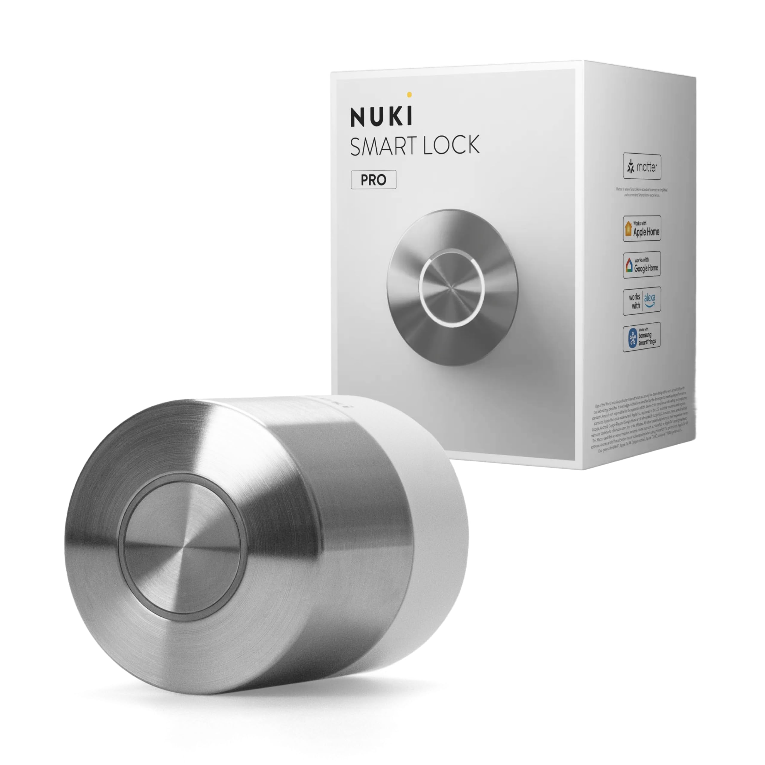 Nuki Smart Lock Pro mit Bluetooth, WLAN & Matter, für mühelose Integration ins Smart Home, elektronisches Türschloss ermöglicht Tür aus der Ferne zu sperren, einfach zum Nachrüsten ohne Zylindertausch
