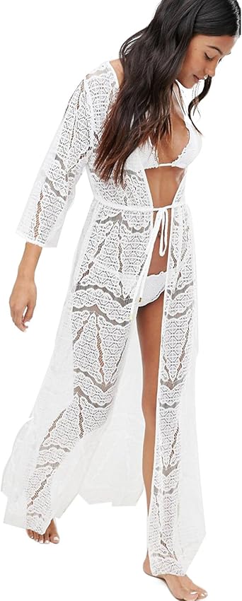 white lace beach cover up