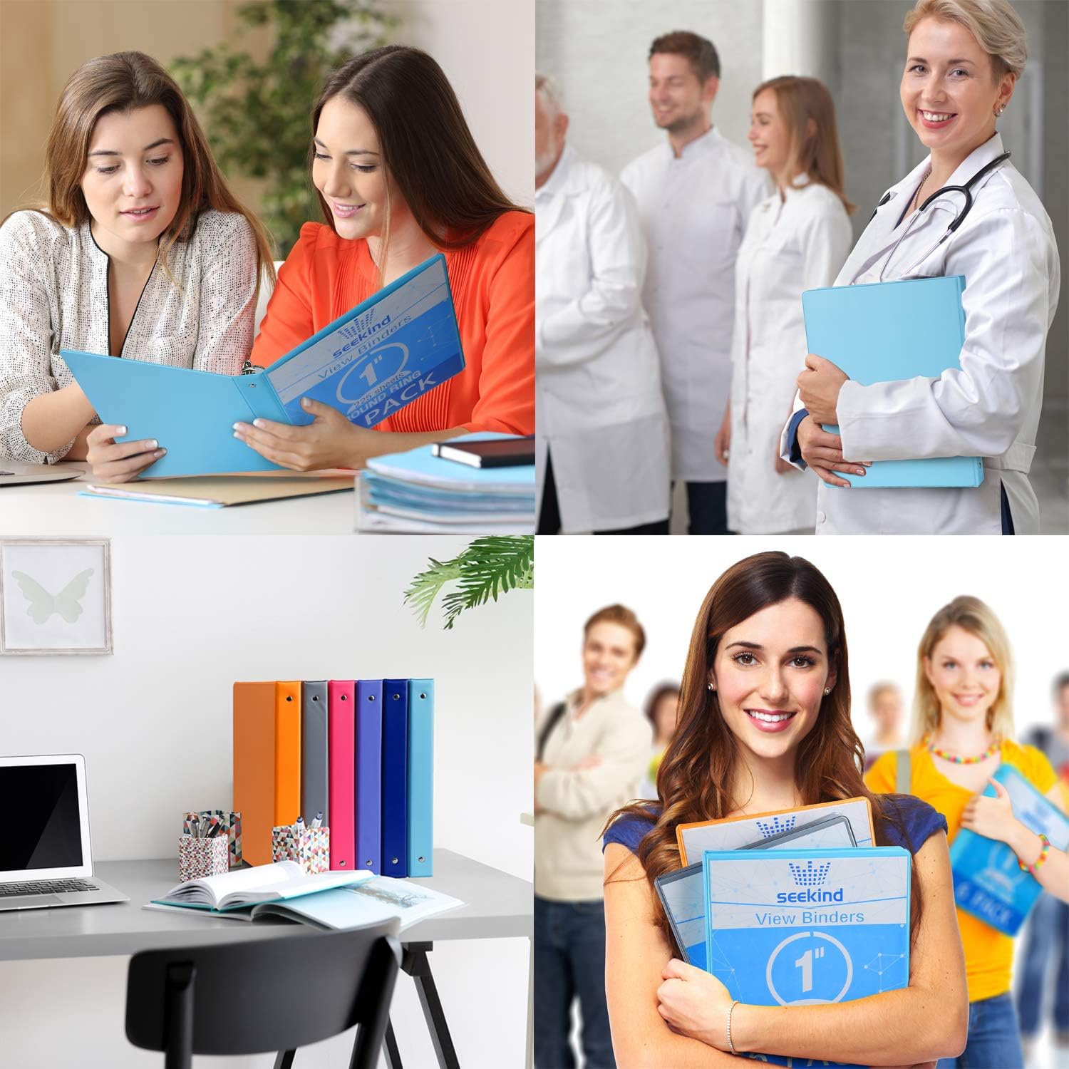 1 Inch 3 Ring Binders, SEEKIND View Binders, Holds Up to 8.5"11" Paper, Customizable Clear Cover, for Home, Office, and School Supply, 6 Pack : Office Products