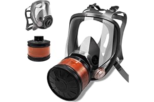 ZXICH Reusable Respirator Mask Full Face Gas Mask, Gas Masks Survival Nuclear and Chemical with 40mm Activated Carbon Filter, for Industrial, Polishing, Chemical Handling, Painting Welding, Survival