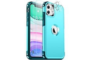 SPIDERCASE Shockproof for iPhone 11 Case, [10 FT Military Grade Drop Protection] [2 pcs Tempered Glass Screen Protector+2 pcs Camera Lens Protector] Heavy Duty Full-Body Protection Case,Light Blue