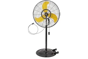 HiCFM 30 inch Misting Outdoor Oscillating Pedestal Fan, IP44 Enclosure 1/3 HP Motor, 9 FT Cord & GFCI Plug, High Velocity Weatherproof Shop Fan with Mist, UL Approved