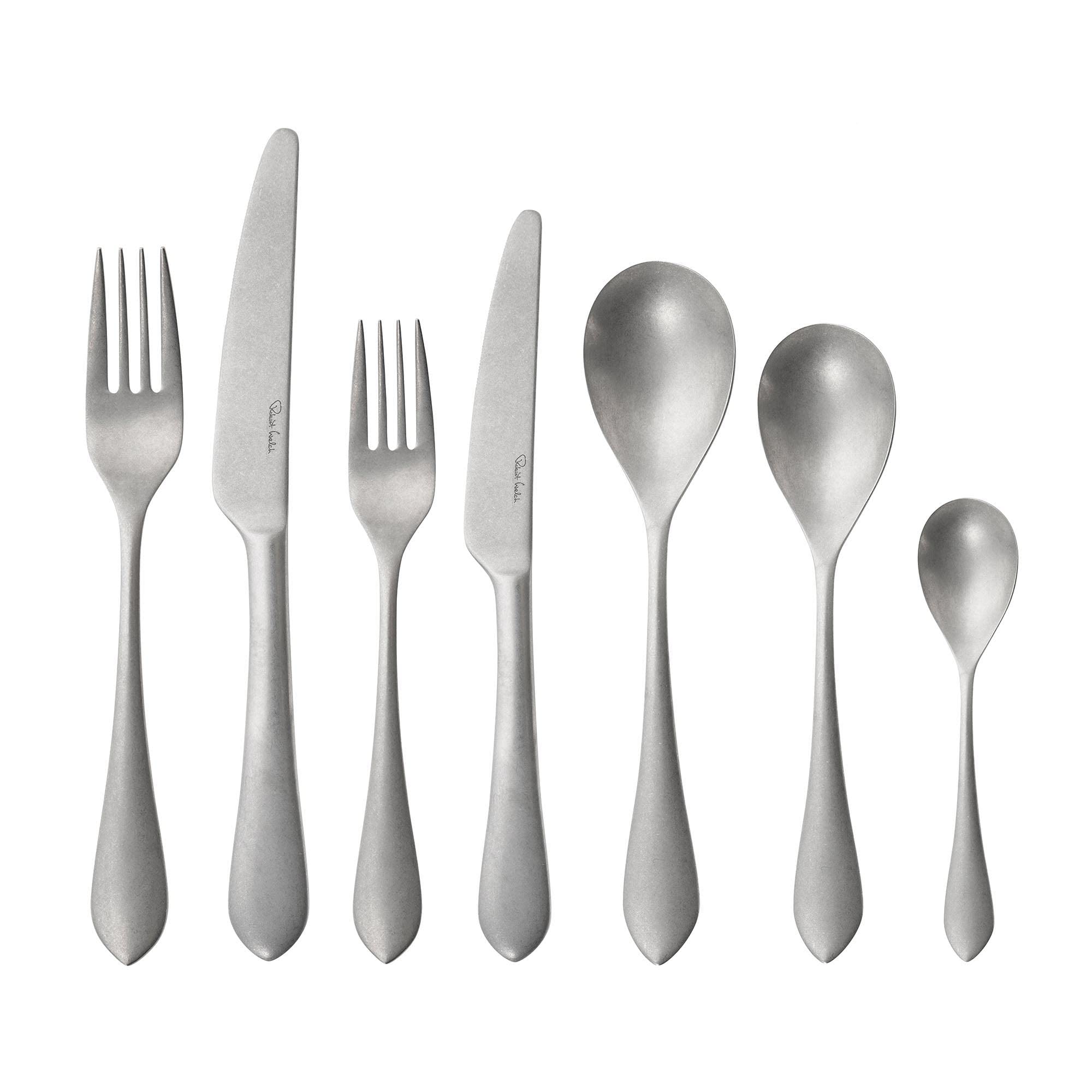 Robert Welch Quinton Vintage, 56 Piece Cutlery Set for 8 People. Made from Stainless Steel. Dishwasher Safe.
