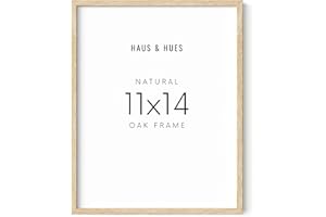 HAUS AND HUES Beige Oak Wood 11x14 Picture Frame - Modern Wood Wall Art Display - Lightweight 11x14 Frame for Art Prints, Photos, Posters - Ready-to-Hang Vertically & Horizontally