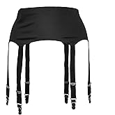 TVRtyle Black Plus Size Metal Buckles 6 Wide Straps Sexy Women Seamless Garter Belt for Stockings S504R