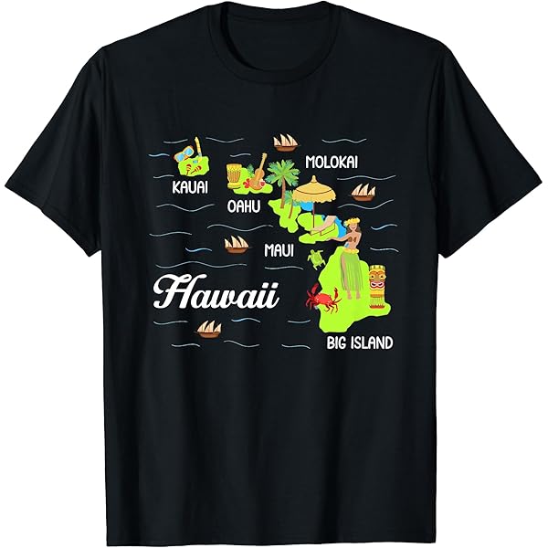 Amazon.com: Hawaiian Islands Map Vacation Souvenir Hawaii Travel
