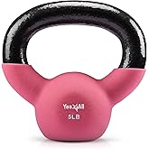 Yes4All Kettlebell, 5-65 LB Neoprene Coated Cast Iron Kettlebells, Wide Grip Handle & Flat Bottom for Swings, Squats, Deadlif