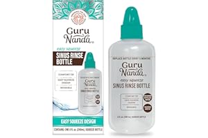GuruNanda Sinus Rinse Bottle - Comfort Tip for Natural Nasal Irrigator Relief for Adults & Kids - 240ml Capacity