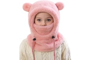 3-10 Years Kids Winter Thermal Fleece Balaclava Toddler Warm Windproof Hooded Hat Scarf Children Soft Plush Full Cover Hats w