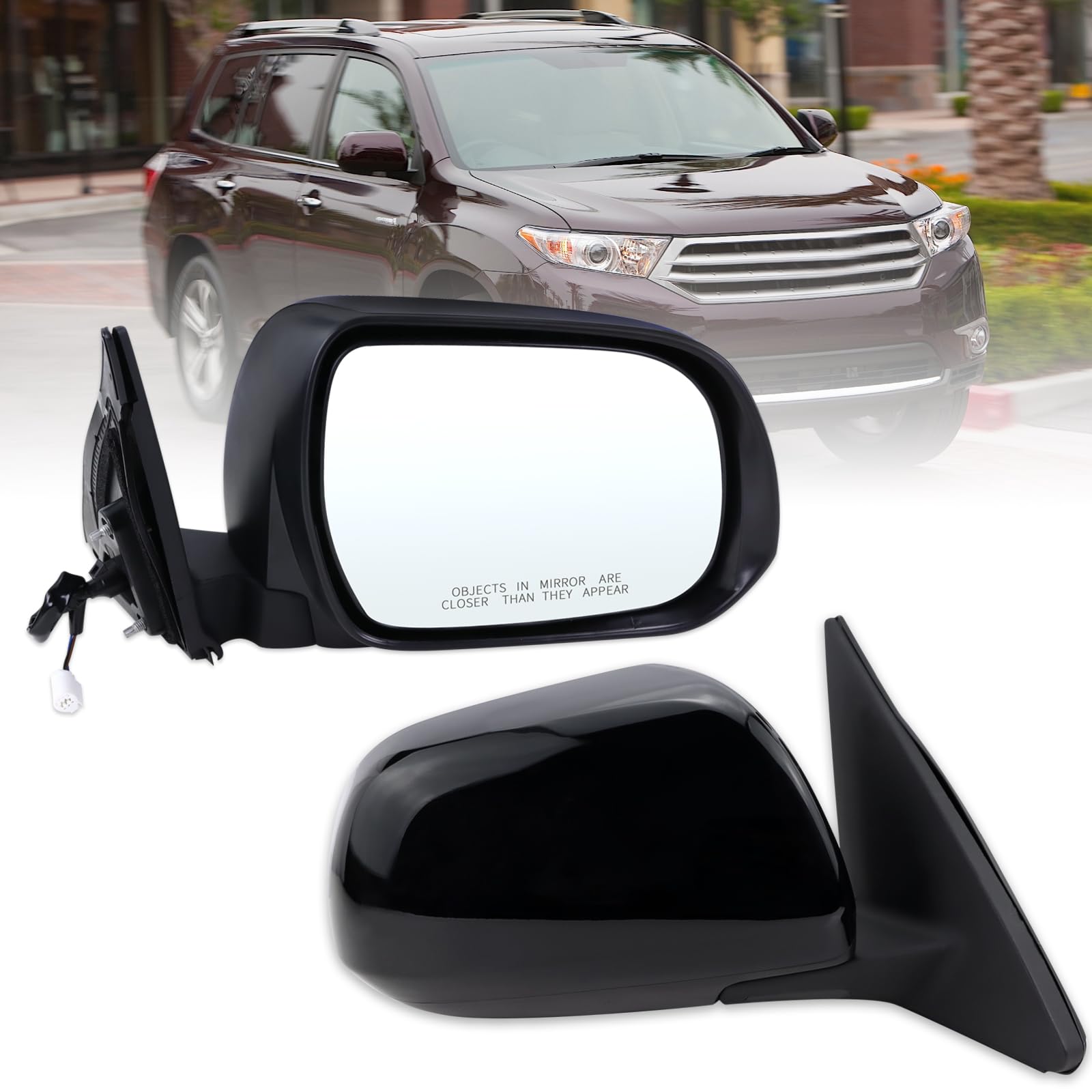 Photo 1 of missing mirror ------------------Lqito Right Passenger Side Mirror Compatible With 2008 2009 2010 2011 2012 2013 Toyota Highlander With Power Glass Manual Folding Black Replace#8791048341(3Pins)
