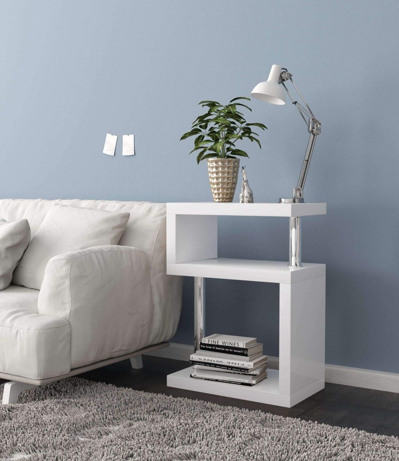 Designer Manhattan Square Shelving/Side Unit, Gloss White