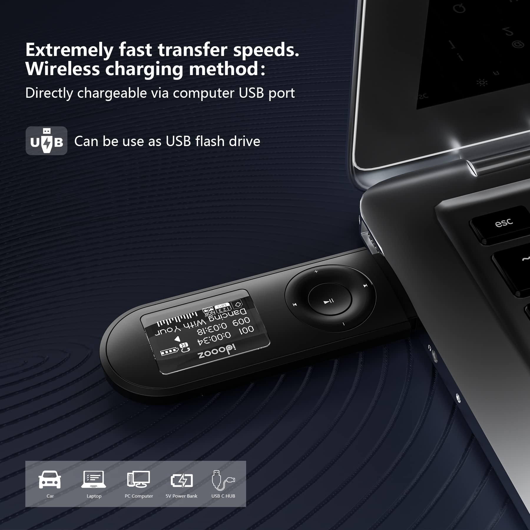 Mp3 Player, USB Mp3 Player with FM Radio, idoooz U2 8GB Music Player Expandable UP to 32 GB, USB Stick Mp3 Player for Running, Recording, Gym, Jogging, Sports, Lossless Sound Quality