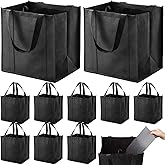 NERUB Set of 10 Reusable Grocery Bags Heavy Duty Shopping Bags Large Grocery Totes with Reinforced Bottom Super Sturdy Handles, Black