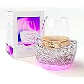 Wine Chiller for Glass Stemless Wine Glass Chiller Keeps Your Glasses of Vino Cold 10 Color Light Modes Separable Wine Essentials Accessories (Rose Pink)