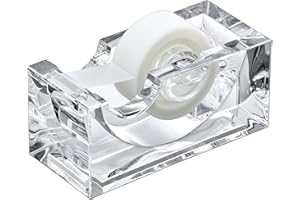 Amazing Abby - Tanya - Acrylic Tape Dispenser (1-Pack), Plastic Label Roll Holder, Clear Sticker Organizer, Perfect Office Desktop Storage Solution for Tapes, Labels, Stickers, and More