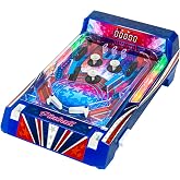 Merchant Ambassador Retro Arcade Electronic Pinball Machine Tabletop Game | Compact 1 Player Pinball with Vibrating Bumpers, LED Lights, Sound Effects and Scoring for Ages 6 Plus