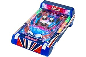 Merchant Ambassador Retro Arcade Electronic: Pinball - Tabletop Game, Vibrating Bumpers, LED Lights, Sound Effects, 1 Player, Ages 6+